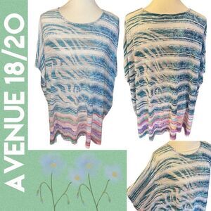 Avenue Womens Sweater Batwing Sleeve Scoop Neck Stretch Multicolor Size 18/20